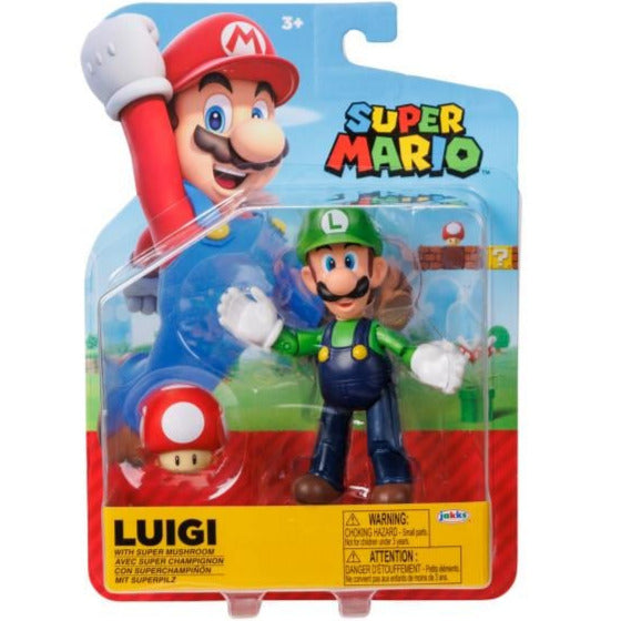 Jakks Super Mario Luigi with super mushroom 10cm figure