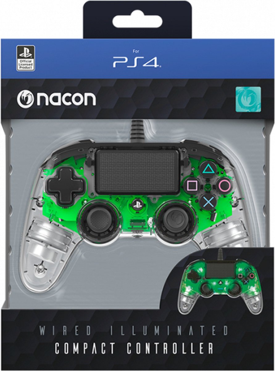 Nacon PS4 wired illuminated compact controller Green / PS4