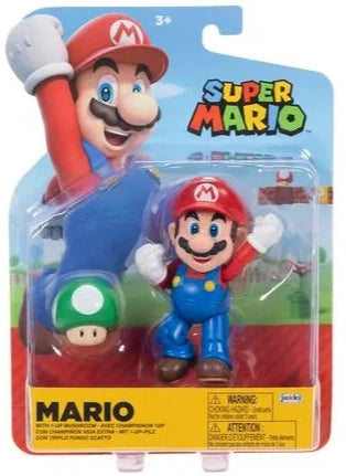 Jakks Super Mario Mario with 1-up mushroom 10cm figure