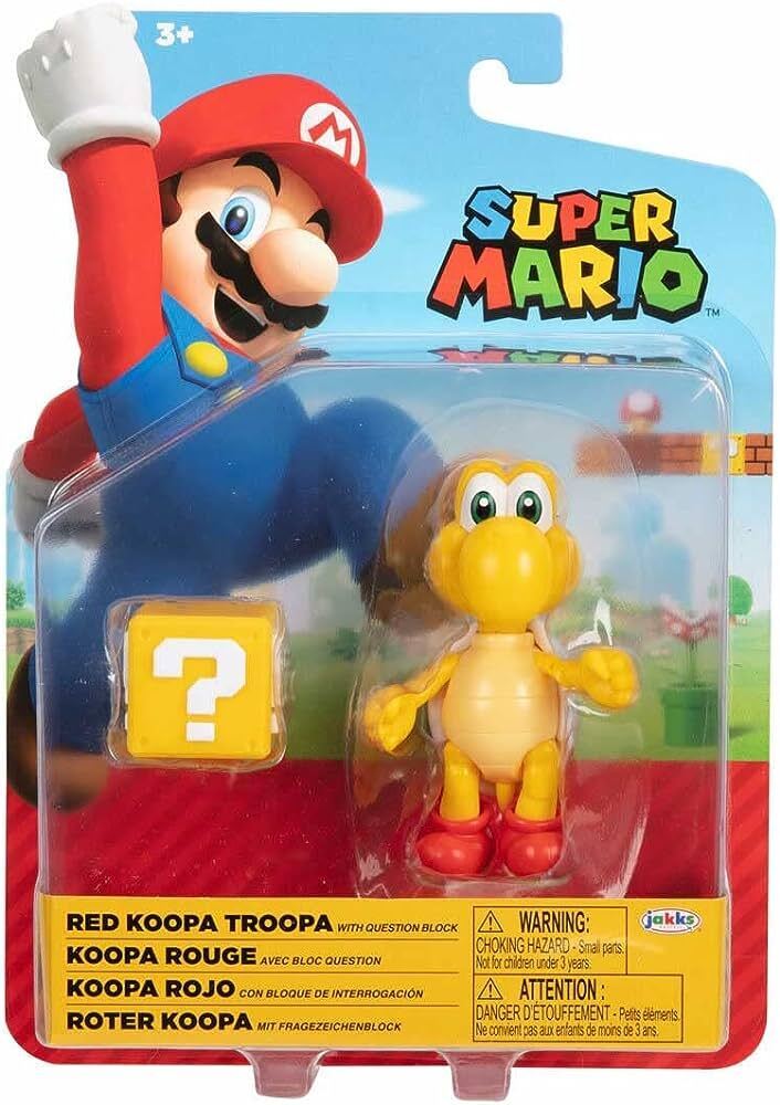 Jakks Super Red Koopa Troopa with question block 10cm figure