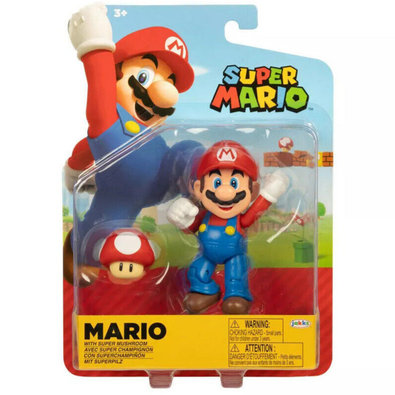 Jakks Super Mario Mario with super mushroom 10cm figure